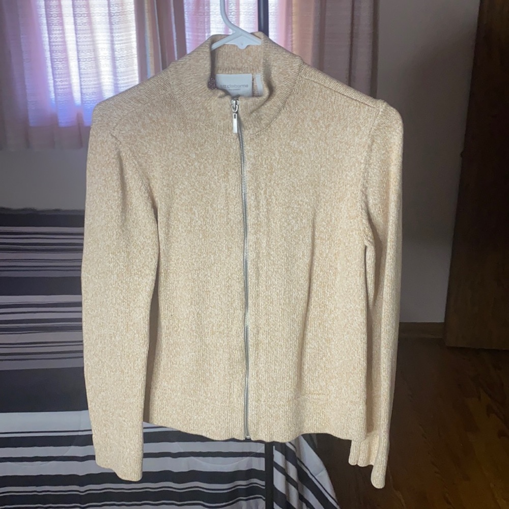 Liz Claiborne tan sweater zip up